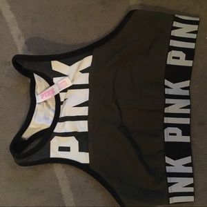 Pink High Neck Sports Bra